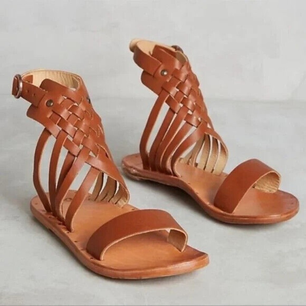 beek Brown Leather Gladiator Sandals